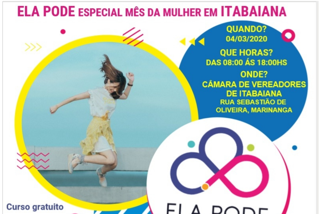 Curso ELA PODE ocorrerá na Câmara no dia 04/03, quarta-feira. Realize já sua inscrição!